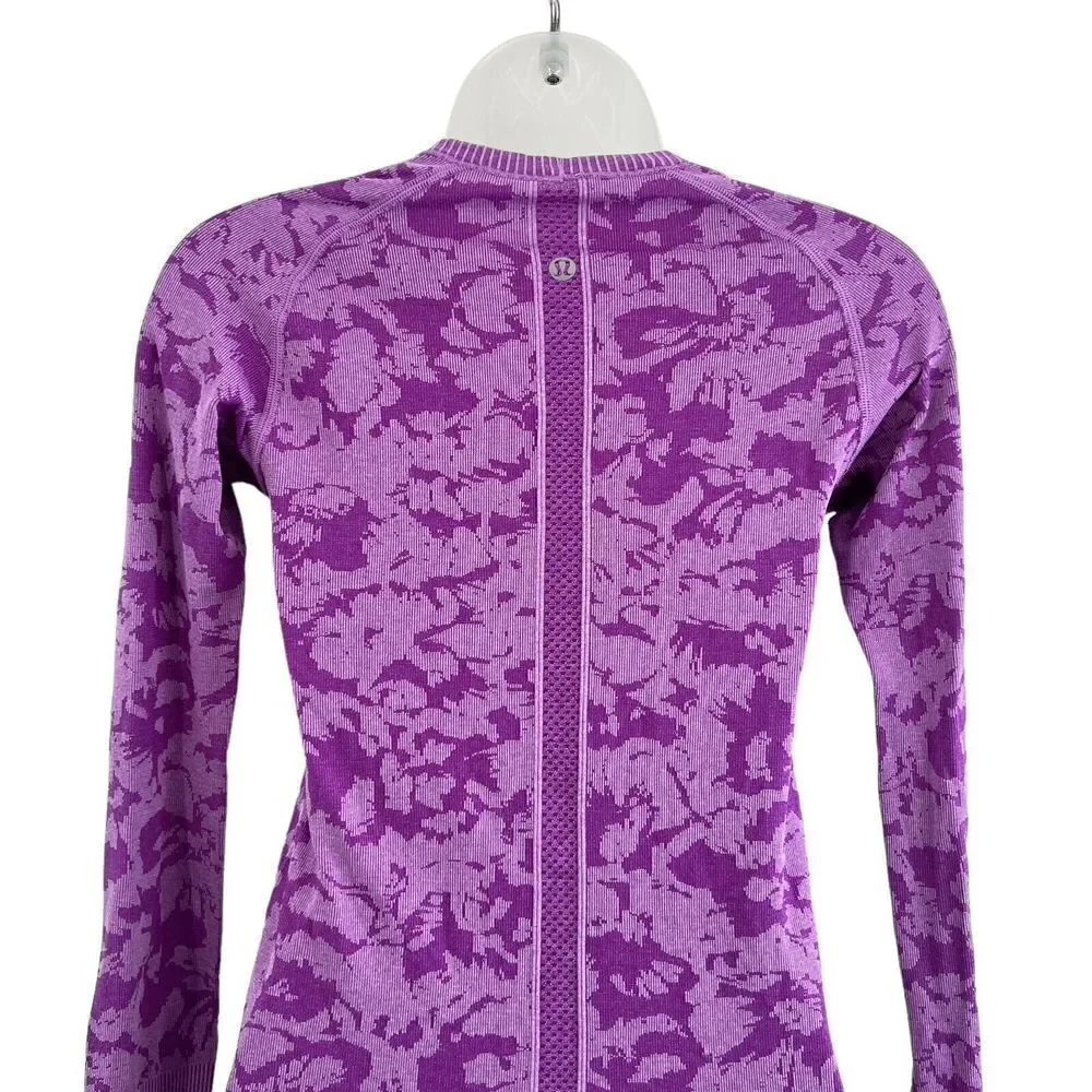Lululemon Swiftly Tech Long Sleeve Top Women's Size 4 Purple Camo Running Yoga